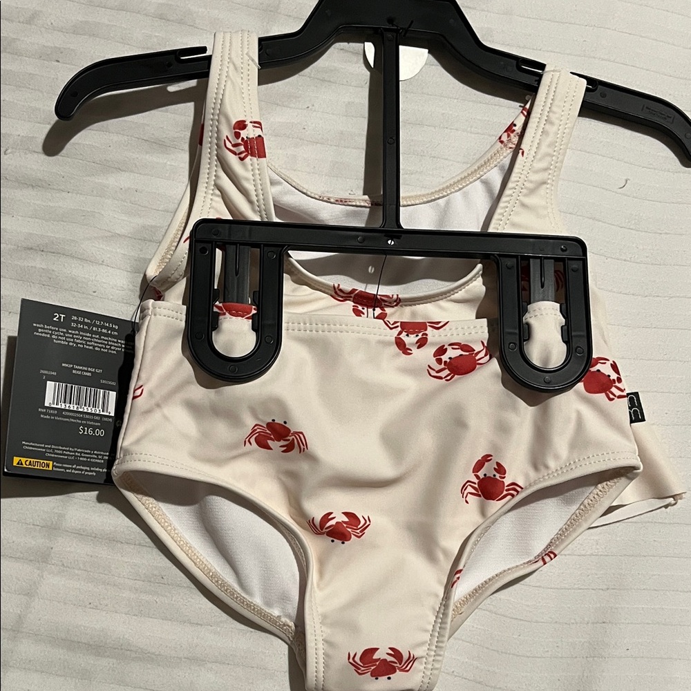 Crab Print Baby/Toddler Size 2T 2 piece Swimsuit - Picture 3 of 7